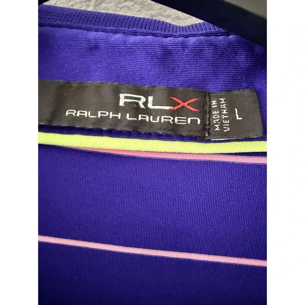 RLX Ralph Lauren Men's Large Striped Performance Golf Polo Shirt Bay Hill